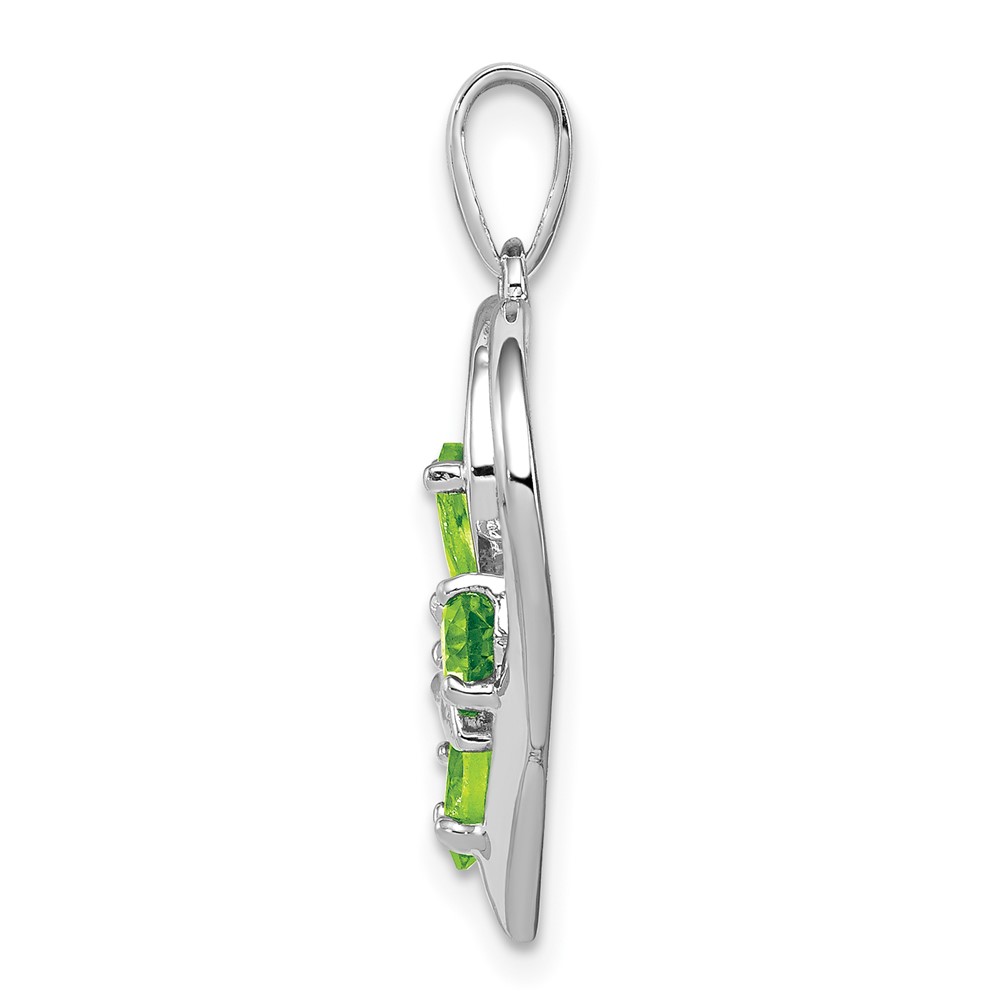 Sterling Silver RH Plated Peridot and Diamond Butterfly Heart Pendant (QDX806)