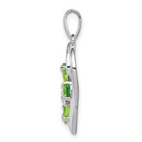 Sterling Silver RH Plated Peridot and Diamond Butterfly Heart Pendant view 2