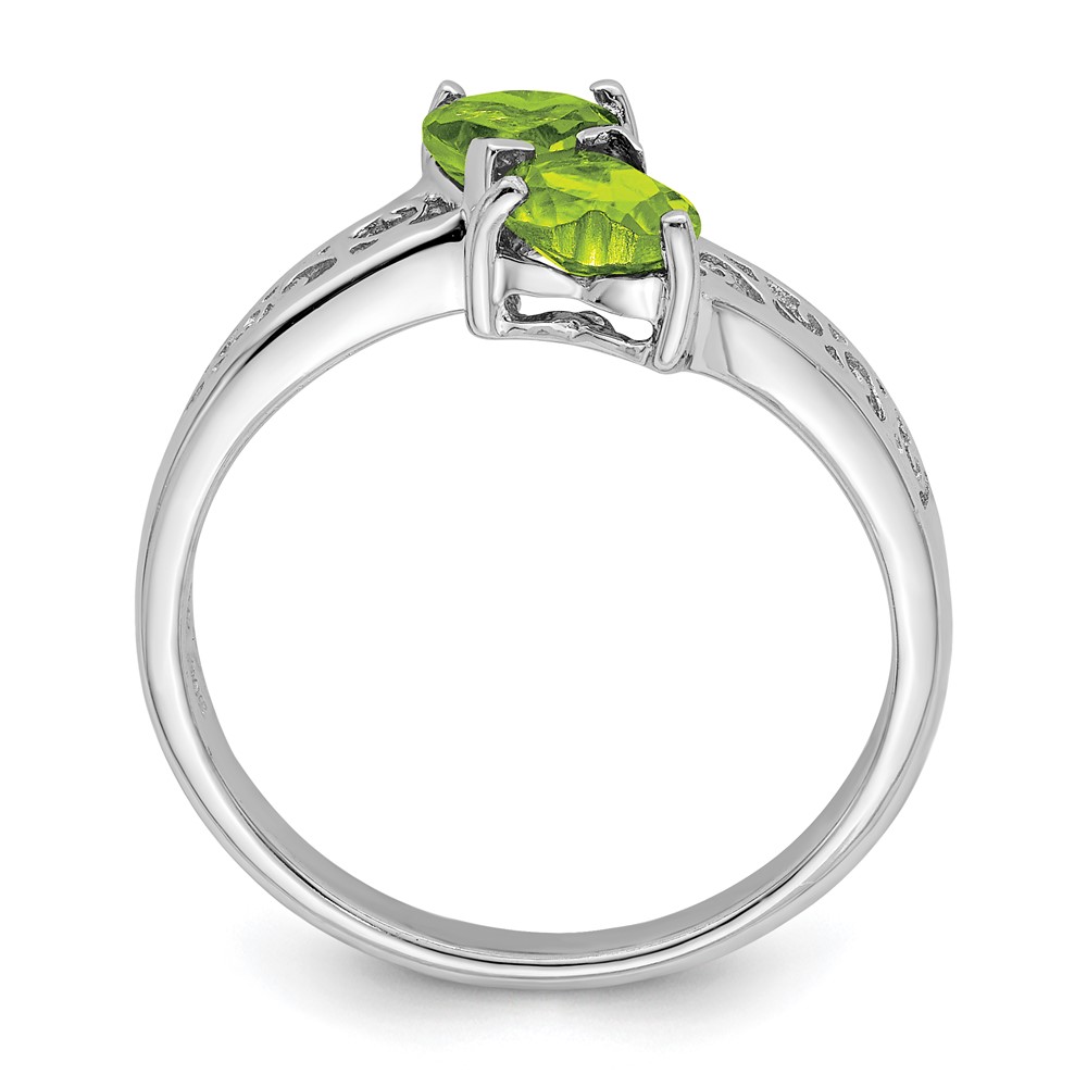 Sterling Silver Rhodium Peridot Heart Ring (QDX809-8)