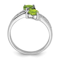 Sterling Silver Rhodium Peridot Heart Ring view 2