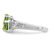 Sterling Silver Rhodium Peridot Heart Ring view 4