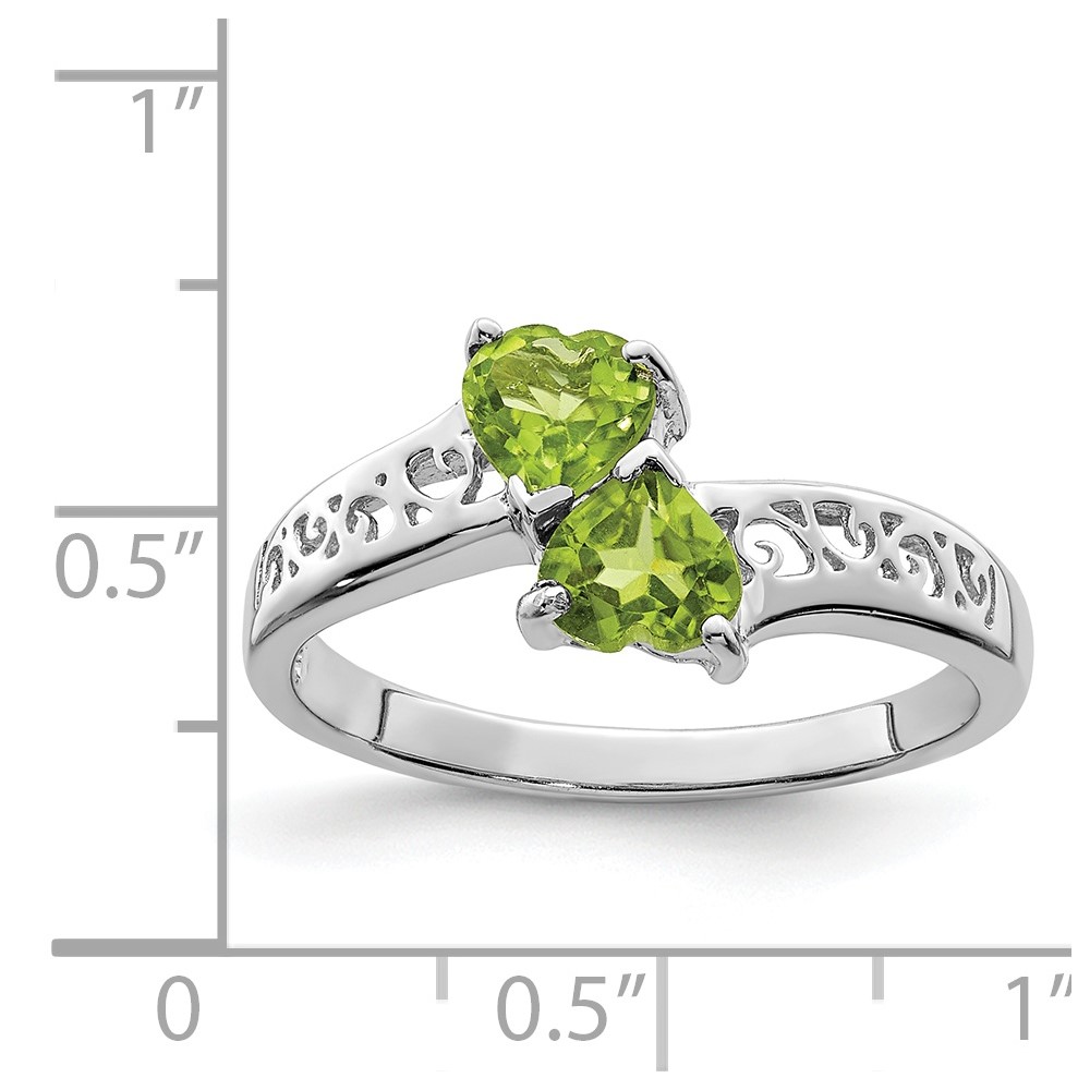 Sterling Silver Rhodium Peridot Heart Ring (QDX809-8)