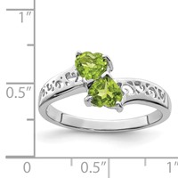 Sterling Silver Rhodium Peridot Heart Ring view 3
