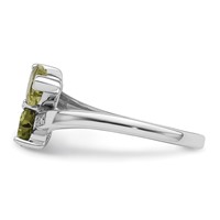 Sterling Silver Rhodium Peridot & Diamond Heart Ring view 3