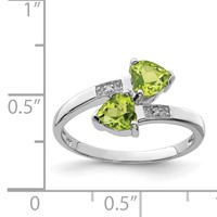 Sterling Silver Rhodium Peridot & Diamond Heart Ring view 4