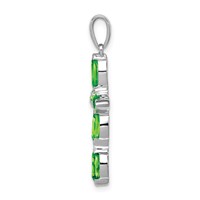 Sterling Silver Rhodium Plated Peridot and Diamond Cross Pendant view 2