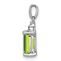 Sterling Silver Rhodium Plated Peridot and Diamond Pendant view 2