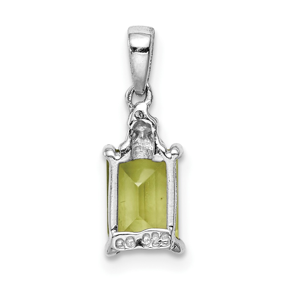 Sterling Silver Rhodium Plated Peridot and Diamond Pendant (QDX817)