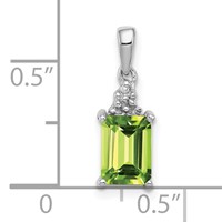 Sterling Silver Rhodium Plated Peridot and Diamond Pendant view 3