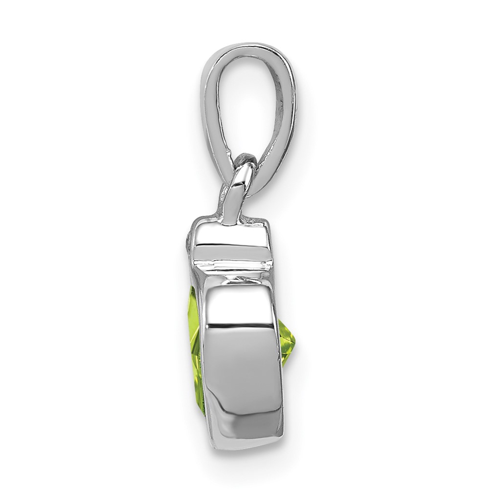 Sterling Silver Rhodium Plated Peridot and Diamond Pendant (QDX822)