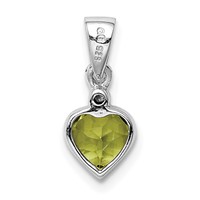 Sterling Silver Rhodium Plated Peridot and Diamond Pendant view 4