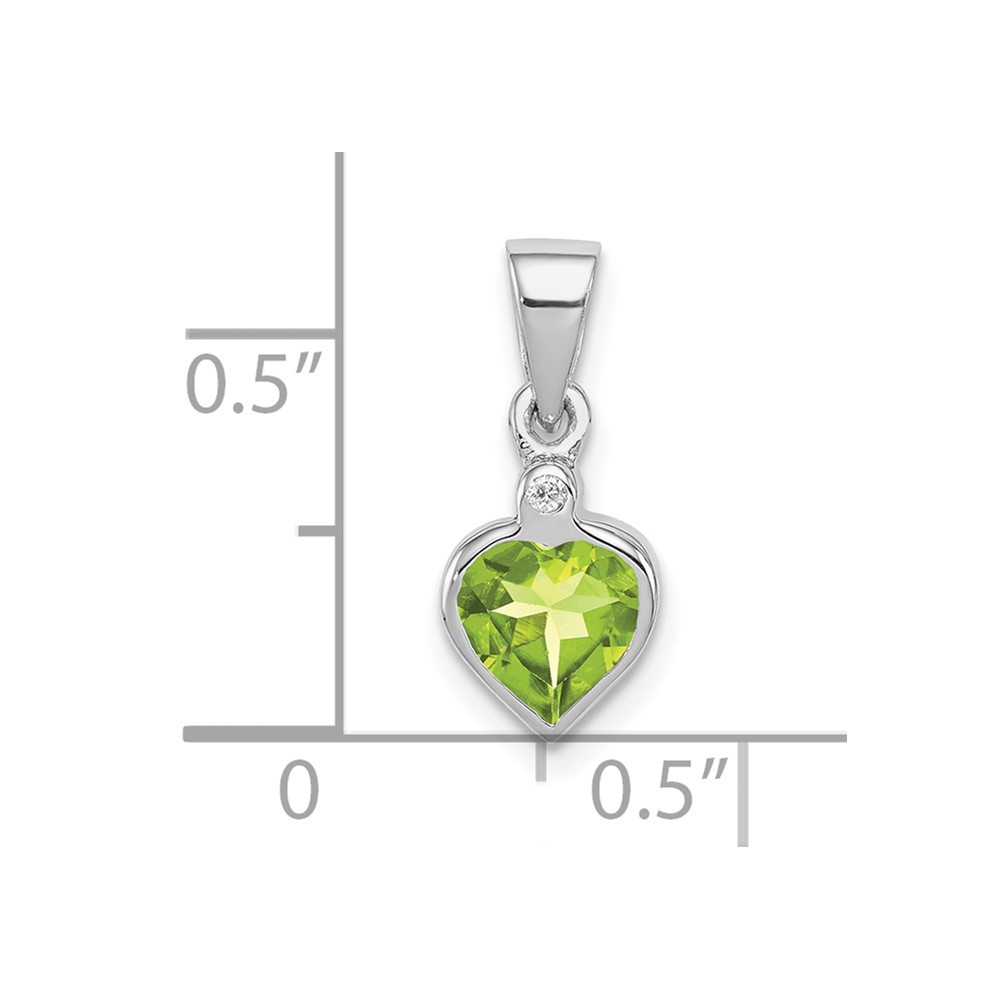 Sterling Silver Rhodium Plated Peridot and Diamond Pendant (QDX822)