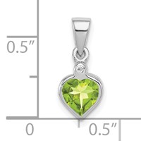 Sterling Silver Rhodium Plated Peridot and Diamond Pendant view 3
