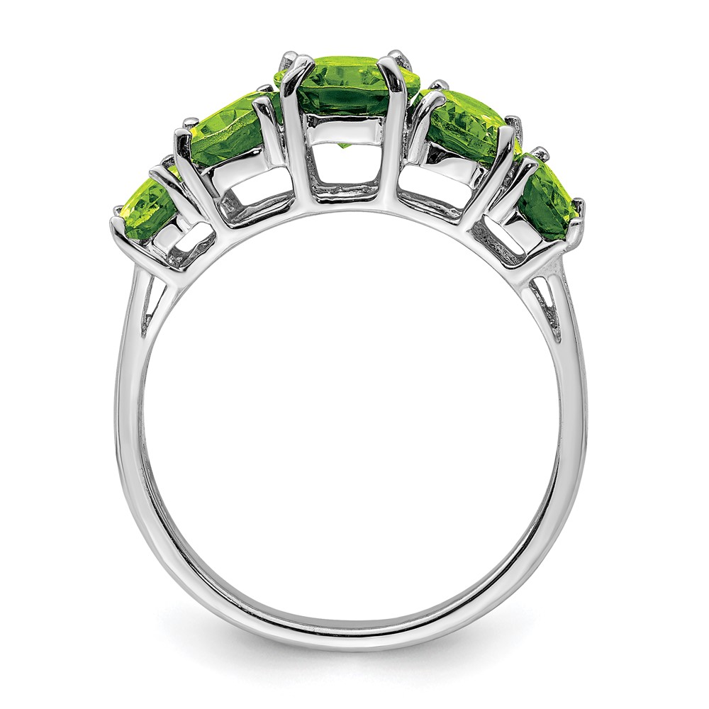 Sterling Silver Rhodium Peridot Ring (QDX829-6)