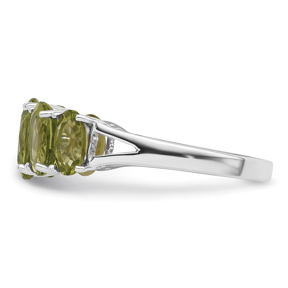 Sterling Silver Rhodium Peridot Ring (QDX829-6)