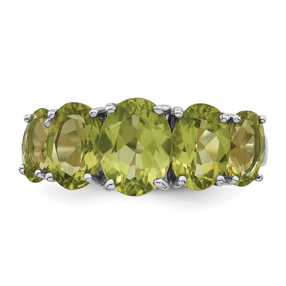Sterling Silver Rhodium Peridot Ring (QDX829-6)