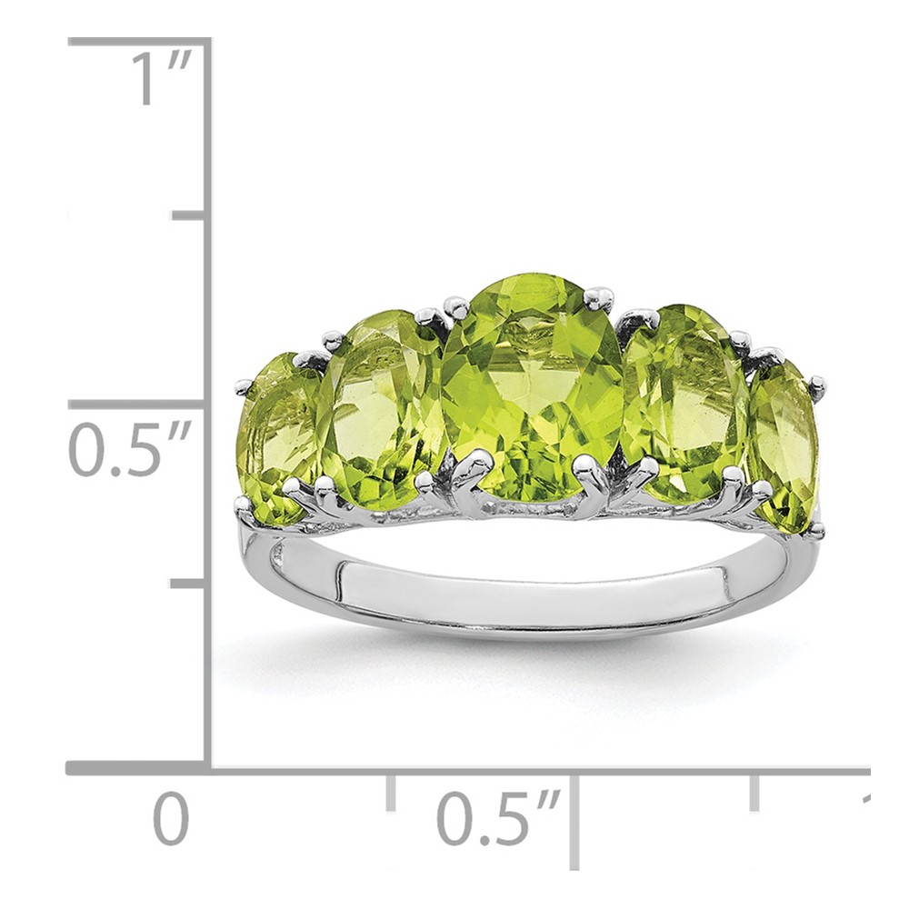 Sterling Silver Rhodium Peridot Ring (QDX829-6)