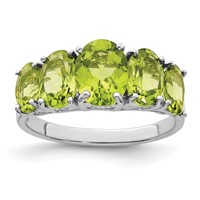 Sterling Silver Rhodium Peridot Ring view 1