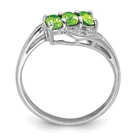 Sterling Silver Rhodium Peridot & Diamond Ring view 2