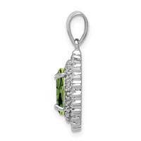 Sterling Silver Rhodium Plated Peridot and Diamond Pendant view 2