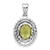 Sterling Silver Rhodium Plated Peridot and Diamond Pendant view 4