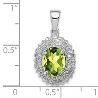 Sterling Silver Rhodium Plated Peridot and Diamond Pendant view 3