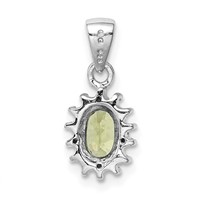 Sterling Silver Rhodium Plated Peridot and Diamond Pendant view 4