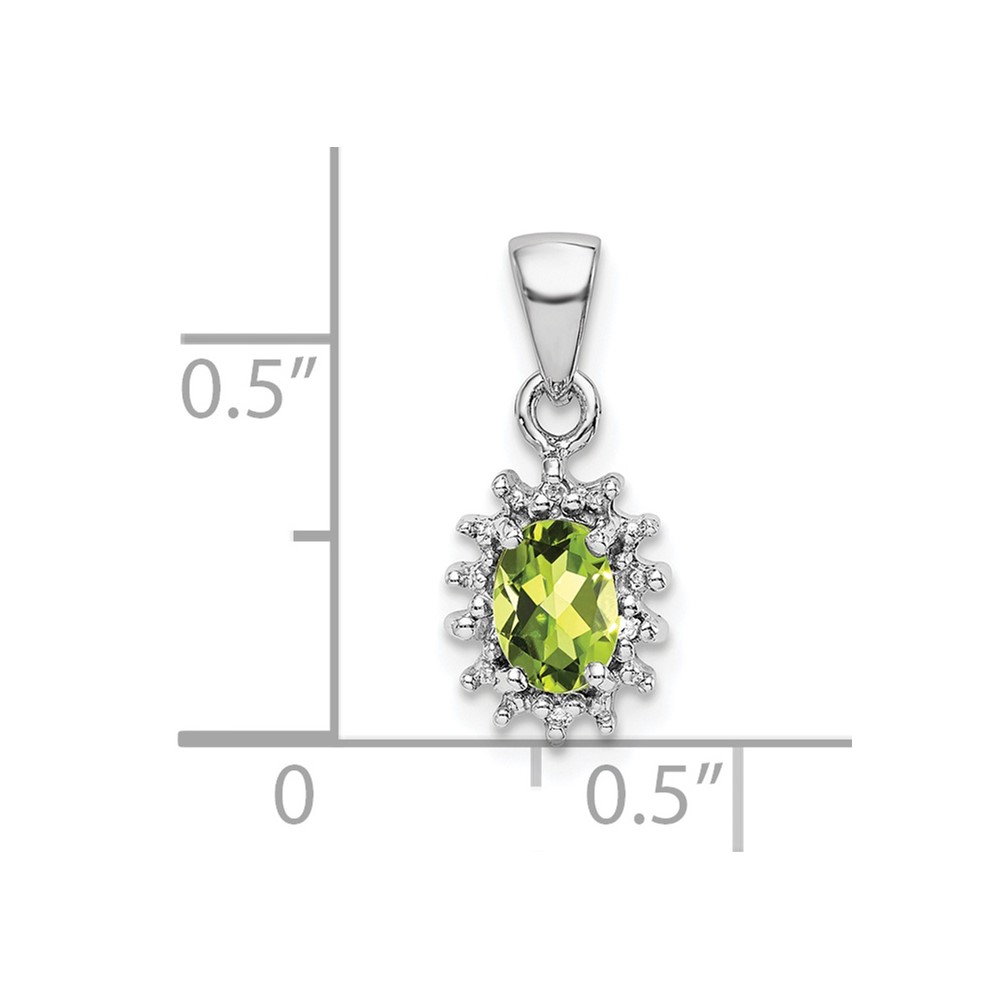 Sterling Silver Rhodium Plated Peridot and Diamond Pendant (QDX839)