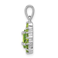 Sterling Silver Rhodium Plated Peridot Pear-shaped Pendant view 2