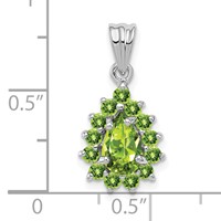Sterling Silver Rhodium Plated Peridot Pear-shaped Pendant view 3
