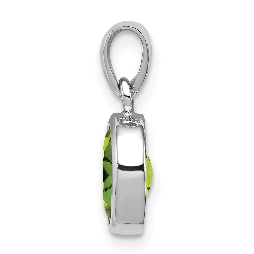Sterling Silver Rhodium Plated Peridot Pendant (QDX841)