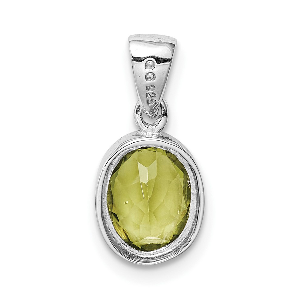Sterling Silver Rhodium Plated Peridot Pendant (QDX841)