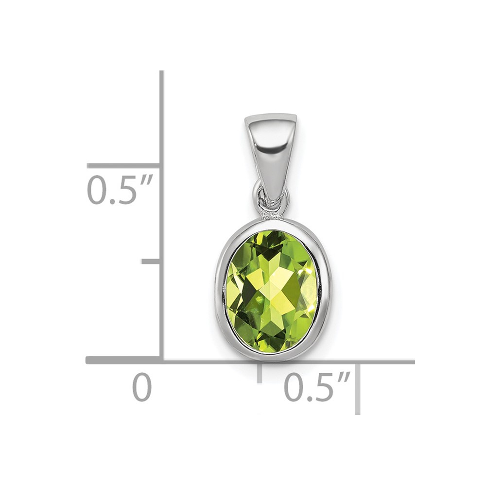 Sterling Silver Rhodium Plated Peridot Pendant (QDX841)