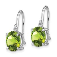 Sterling Silver Rhodium Plated Peridot Wire Earrings view 2
