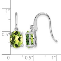 Sterling Silver Rhodium Plated Peridot Wire Earrings view 4