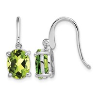 Sterling Silver Rhodium Plated Peridot Wire Earrings view 1