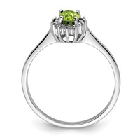 Sterling Silver Rhodium Peridot Diamond Ring view 2