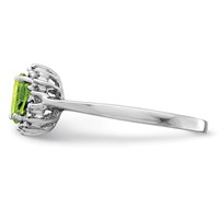 Sterling Silver Rhodium Peridot Diamond Ring view 4