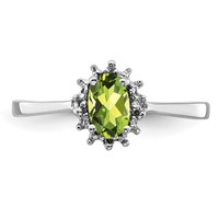 Sterling Silver Rhodium Peridot Diamond Ring view 5