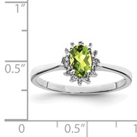 Sterling Silver Rhodium Peridot Diamond Ring view 3