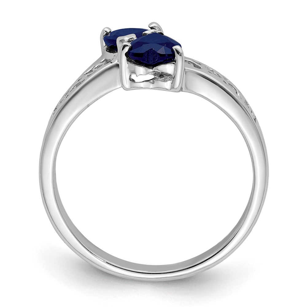 Sterling Silver Rhodium-plated Dark Sapphire Heart Ring (QDX848-8)