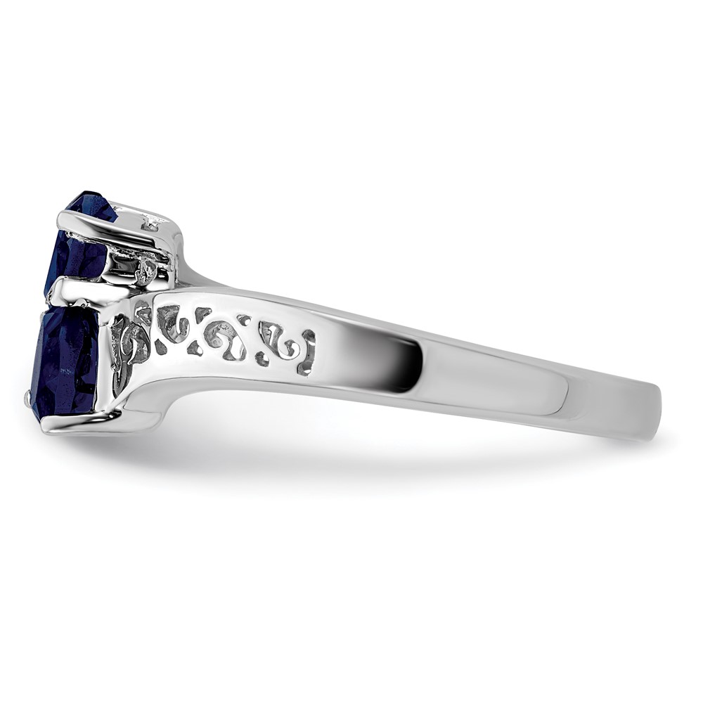Sterling Silver Rhodium-plated Dark Sapphire Heart Ring (QDX848-8)