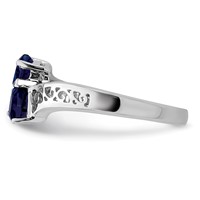 Sterling Silver Rhodium-plated Dark Sapphire Heart Ring view 3