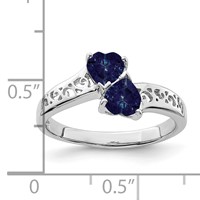 Sterling Silver Rhodium-plated Dark Sapphire Heart Ring view 4