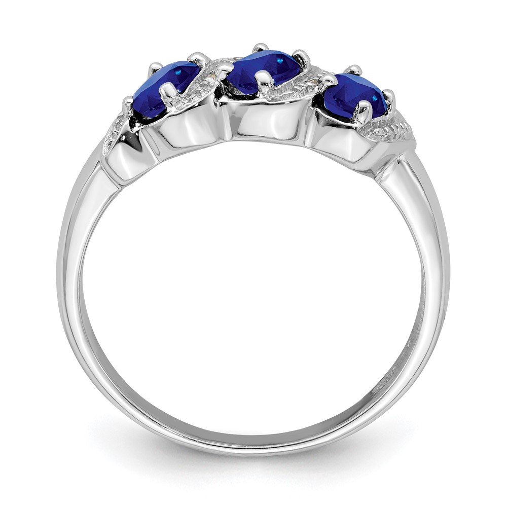 Sterling Silver Rhodium-plated Sapphire & Diamond Ring (QDX849-8)