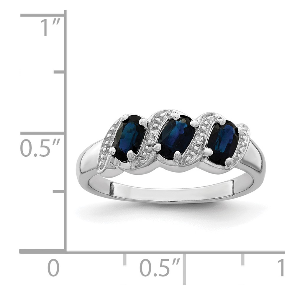 Sterling Silver Rhodium-plated Sapphire & Diamond Ring (QDX849-8)