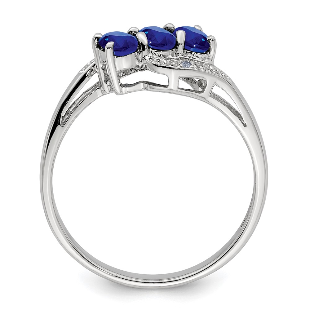 Sterling Silver Rhodium-plated Sapphire & Diamond Ring (QDX850-8)