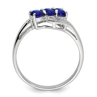 Sterling Silver Rhodium-plated Sapphire & Diamond Ring view 2