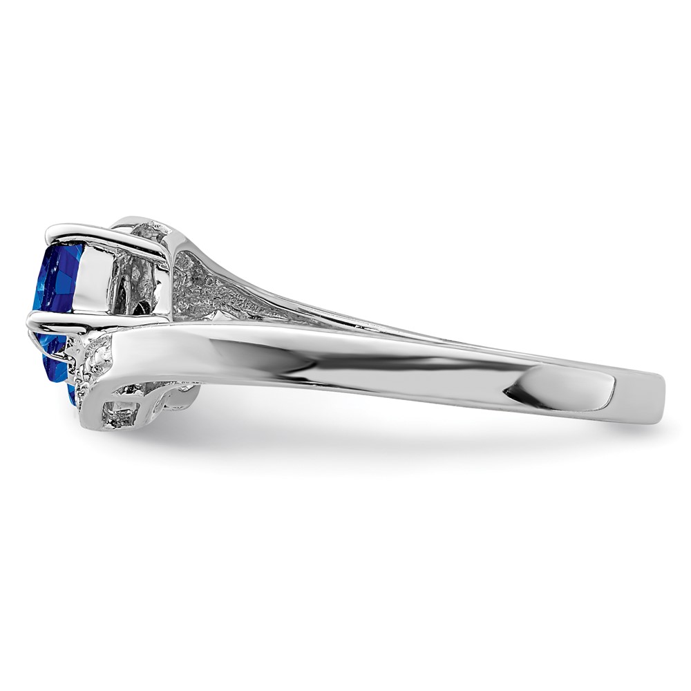 Sterling Silver Rhodium-plated Sapphire & Diamond Ring (QDX850-8)