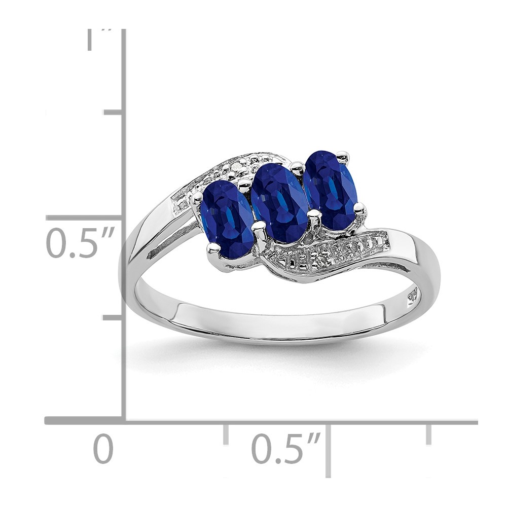 Sterling Silver Rhodium-plated Sapphire & Diamond Ring (QDX850-8)